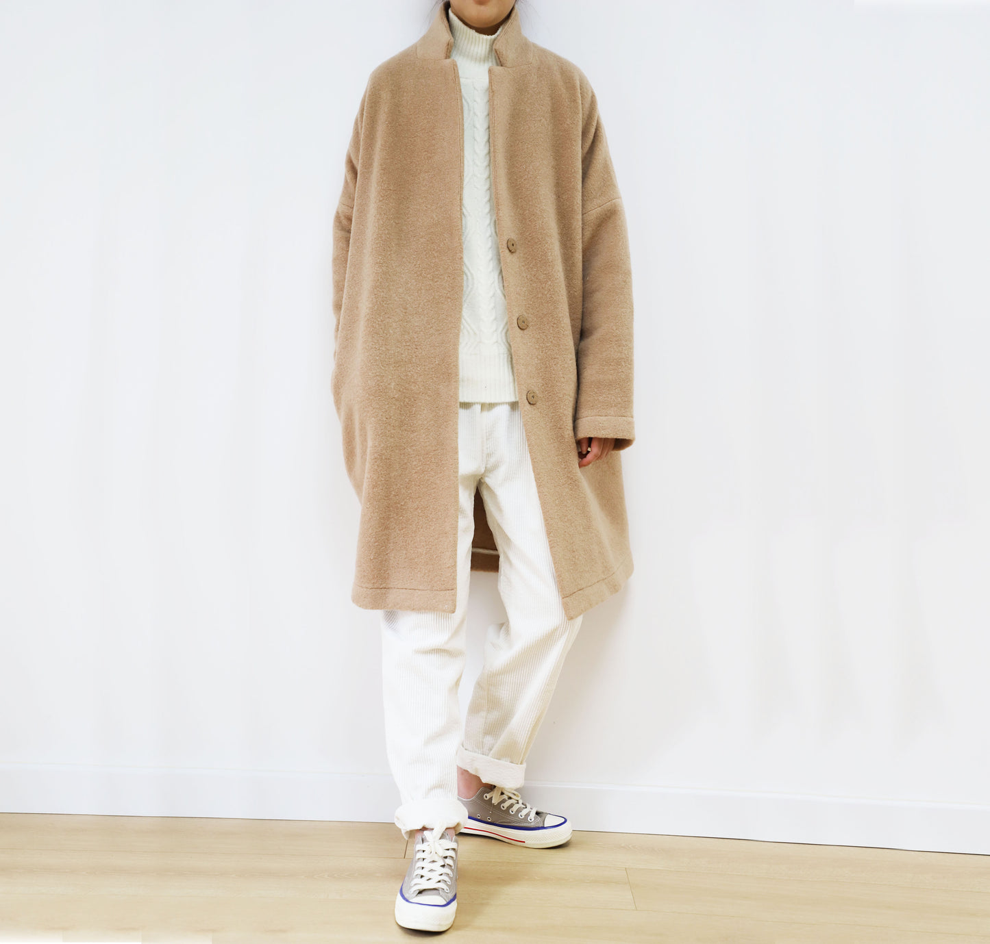 edoa Oversized Boiled Wool Cocoon Coat 