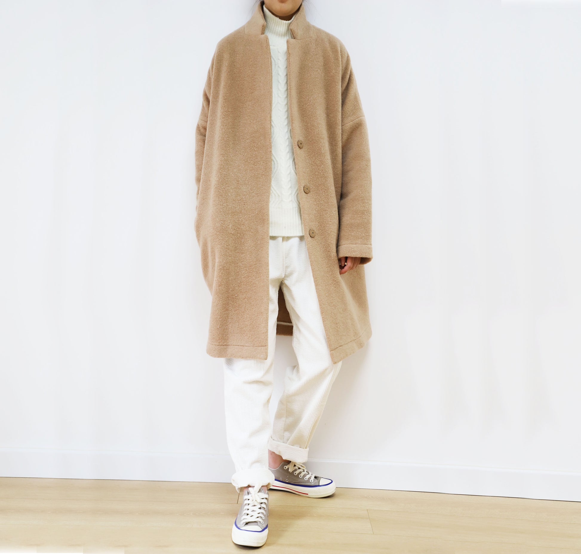 edoa Oversized Boiled Wool Cocoon Coat 