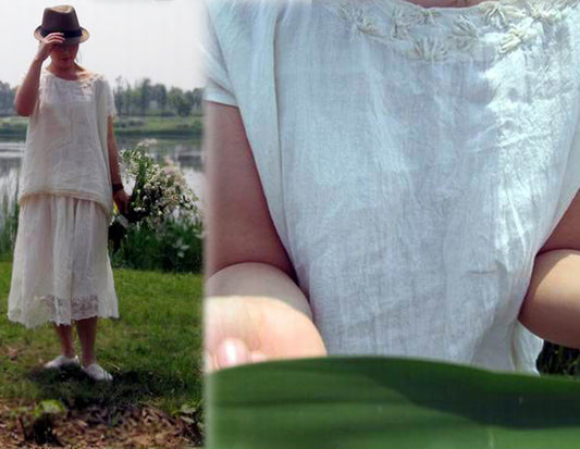 edoa Hand Embroidered Neckline Blouse
