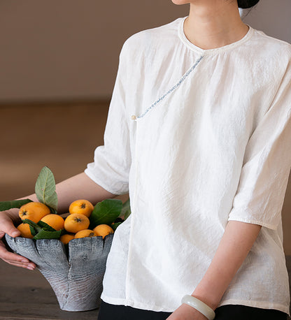 edoa White Simplicity Hemp Blouse