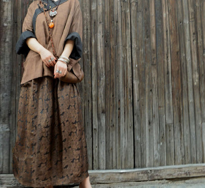 edoa Mud Silk Rose Juquard Skirt 