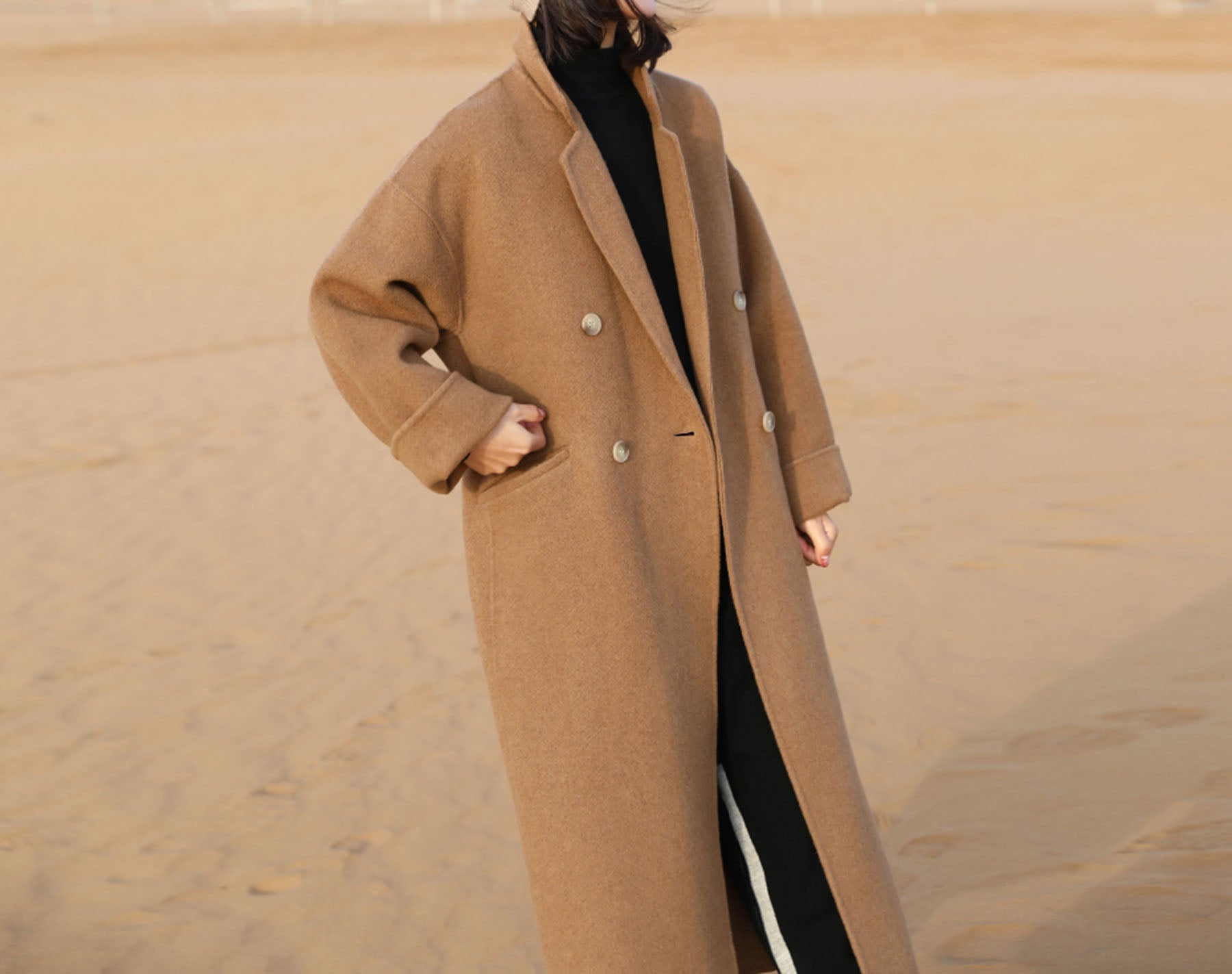 edoa Hand Stitched Double Faced Wool Coat