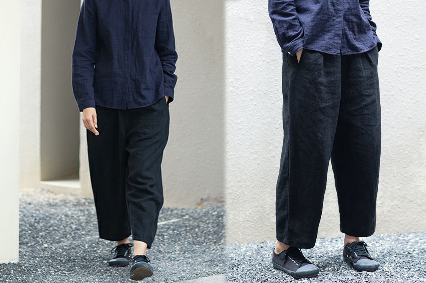 edoa Relaxed Black Linen Pants