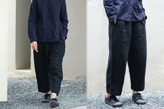 edoa Relaxed Black Linen Pants