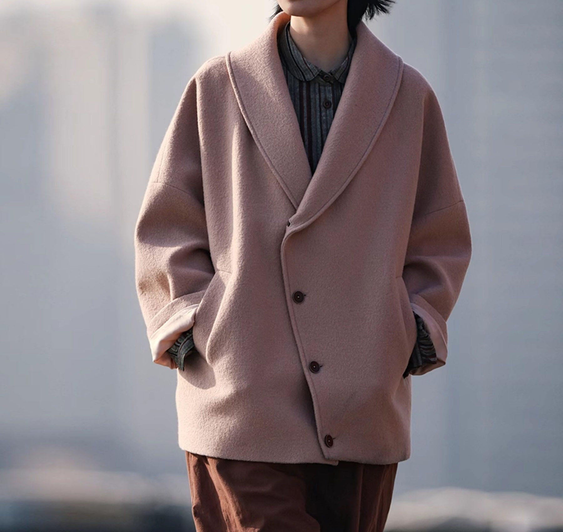 edoa Shawl Collar Slouch Coat 