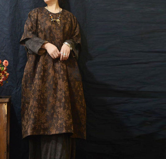 edoa Plant Dyed Silk Wool Blend Jacquard Tunic 