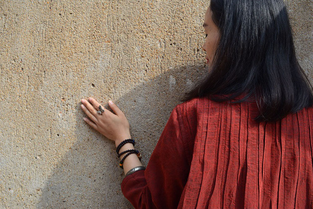 edoa Red Reversible Mud Silk Dress 