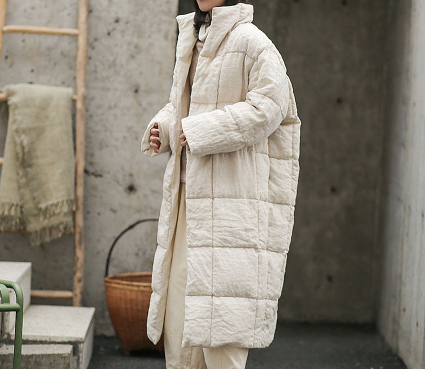 edoa Reversible Winter Linen Down Coat 