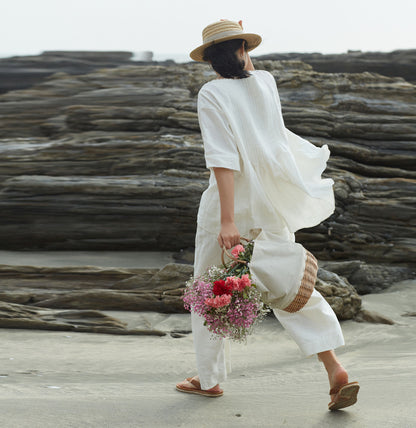 edoa Wide Leg Linen Trousers