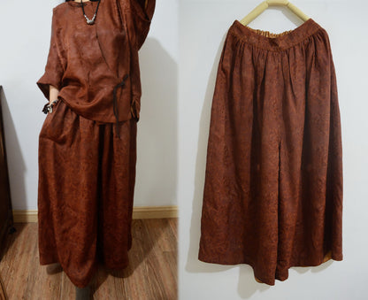 Mud Silk Jacquard Wide Leg Pants pa0127 X134
