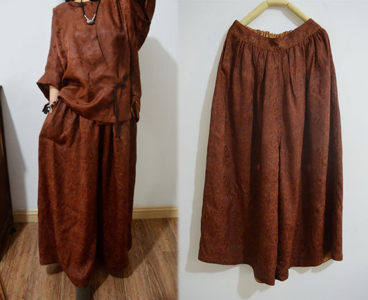 Mud Silk Jacquard Wide Leg Pants pa0127 X134