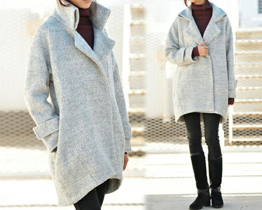 edoa Loop-Yarns Wool Cocoon Coat