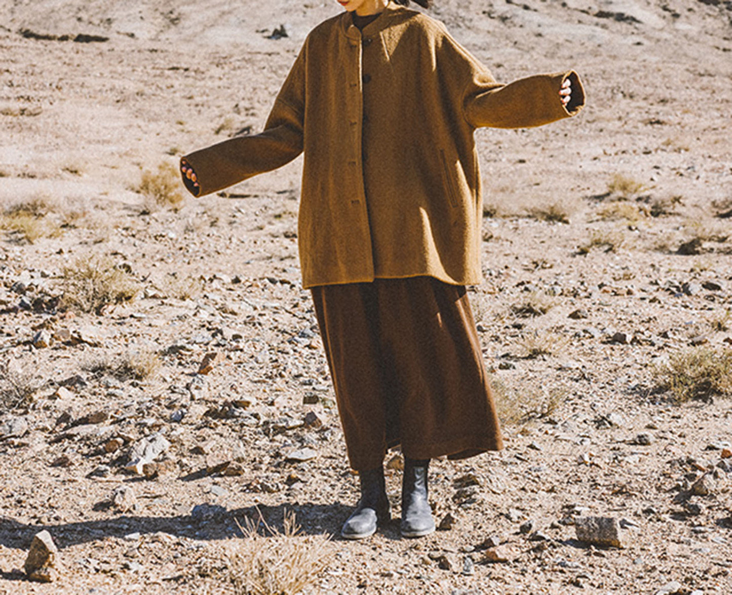 edoa Winter Boiled Wool Oversized Jacket