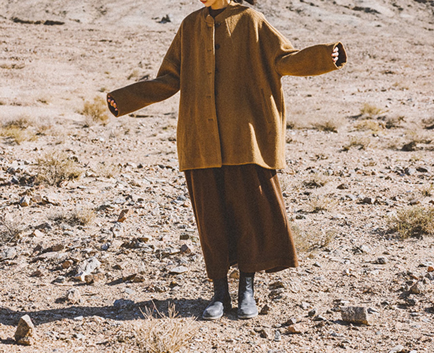 edoa Winter Boiled Wool Oversized Jacket