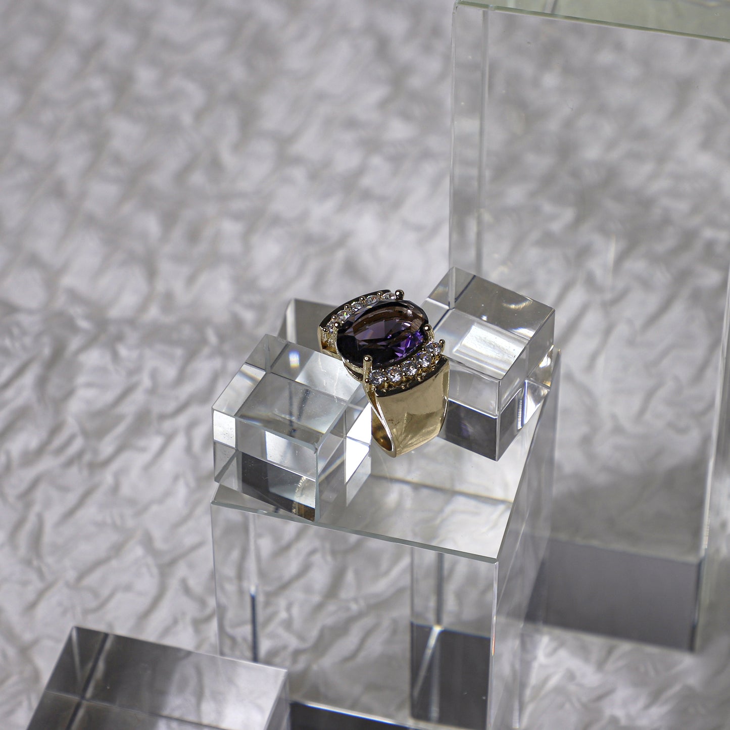 edoa Vintage Oval Amethyst Statement Ring