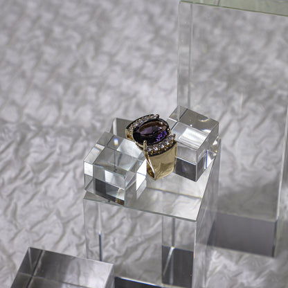 edoa Vintage Oval Amethyst Statement Ring