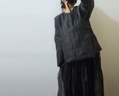 Cracked Mud Silk Goose Down Coat co0088 A446