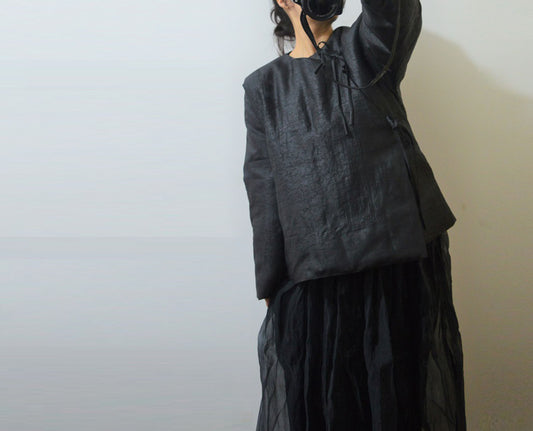 Cracked Mud Silk Goose Down Coat co0088 A446