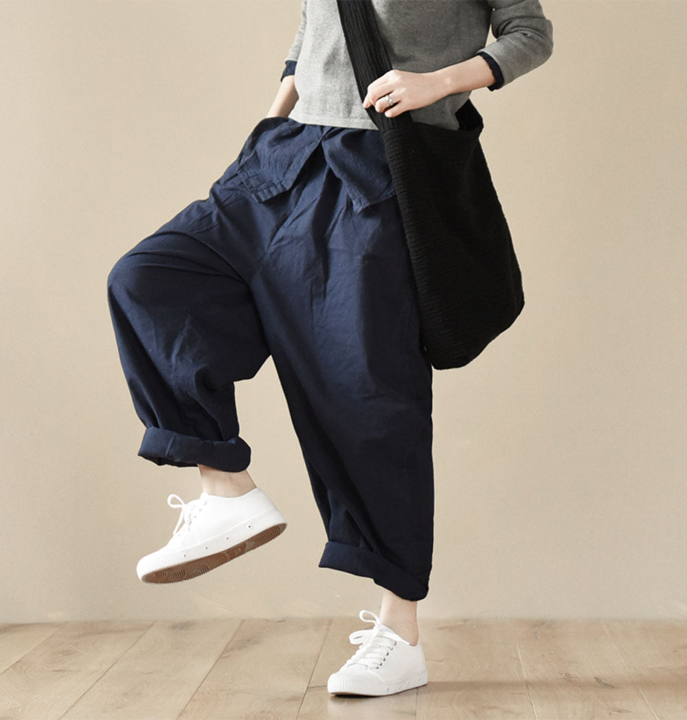 edoa Relaxed Tapered Boyfriend French Linen Pants