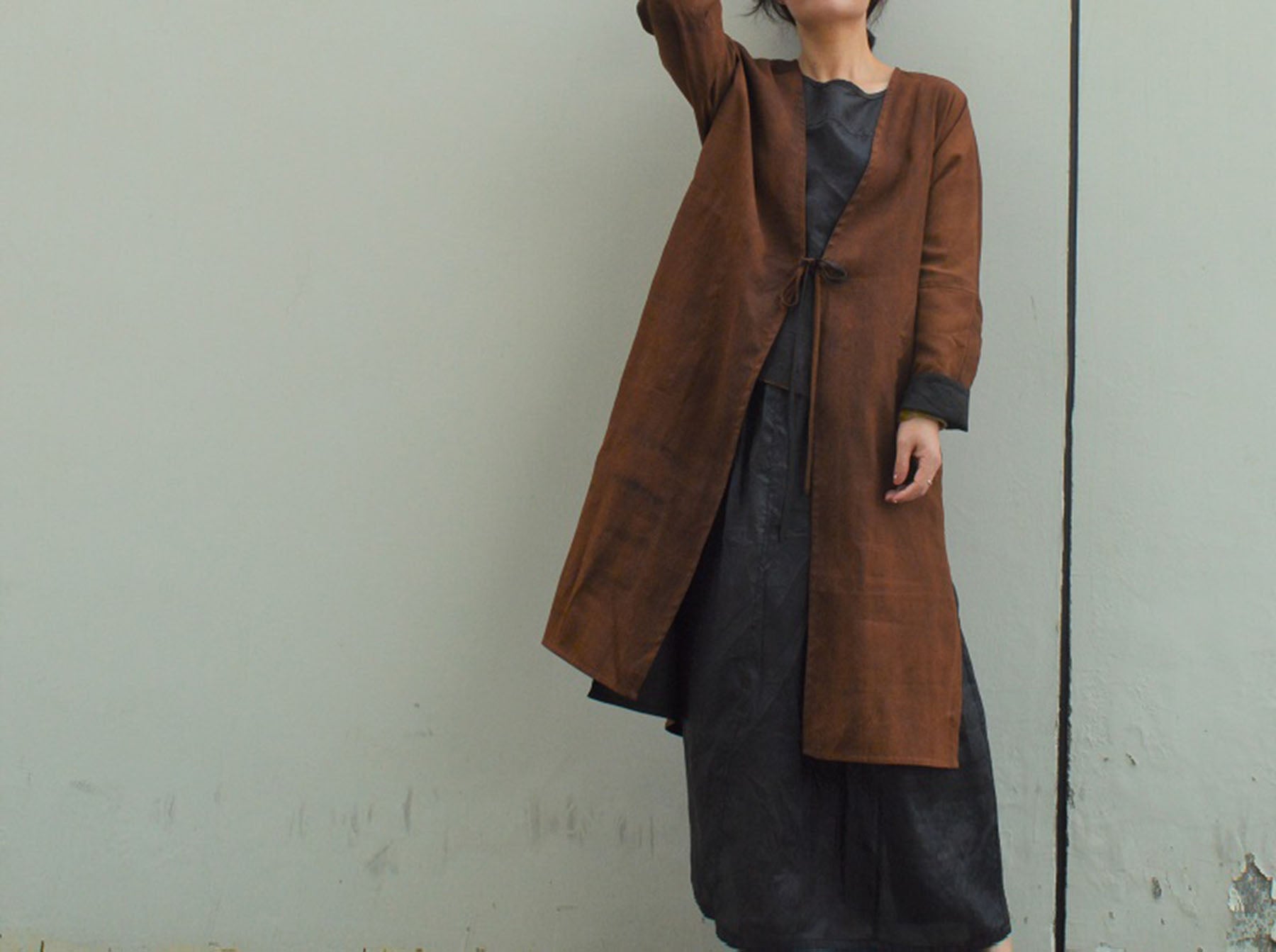 edoa Reversible Mud Silk Dust Coat
