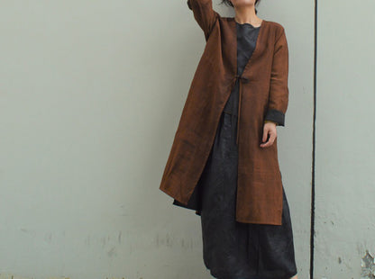 edoa Reversible Mud Silk Dust Coat