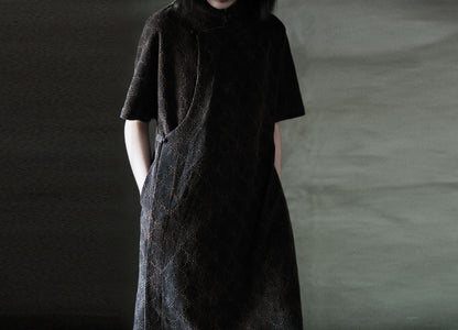 Mud Tussah Silk jacquard Cheongsam Dress dr0212 N077
