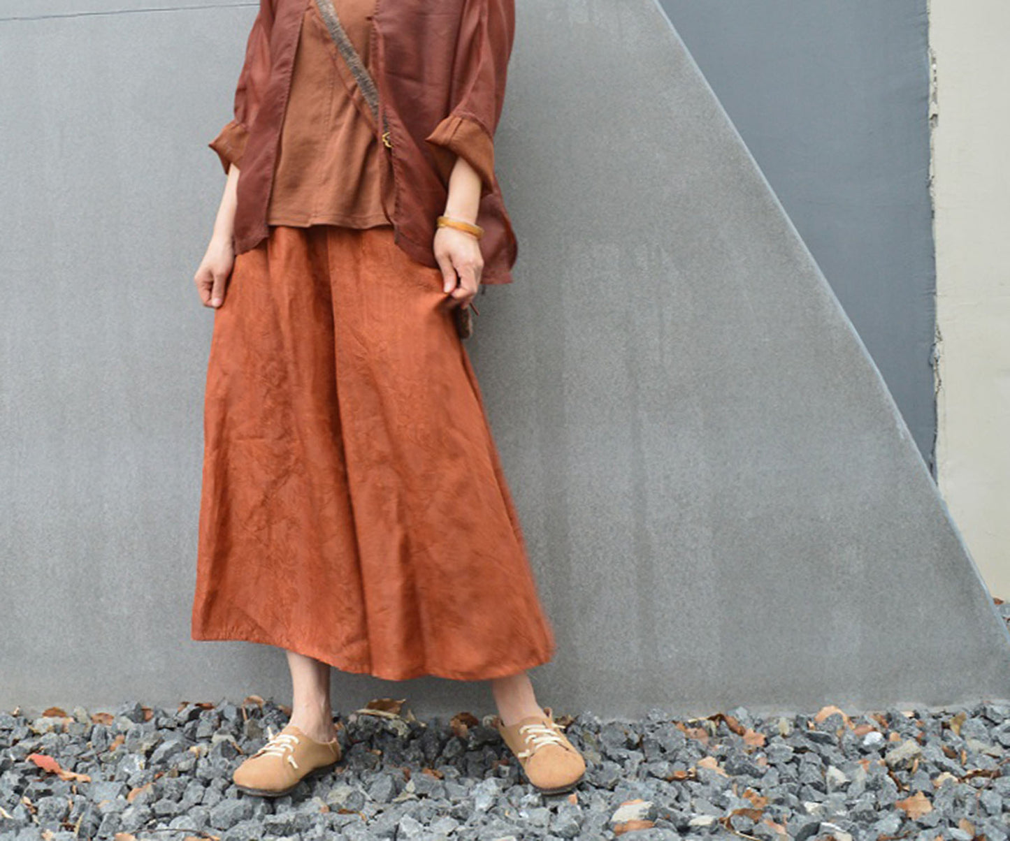 edoa Reversible Plant Dyed Silk Jacquard Wide Leg Pants 