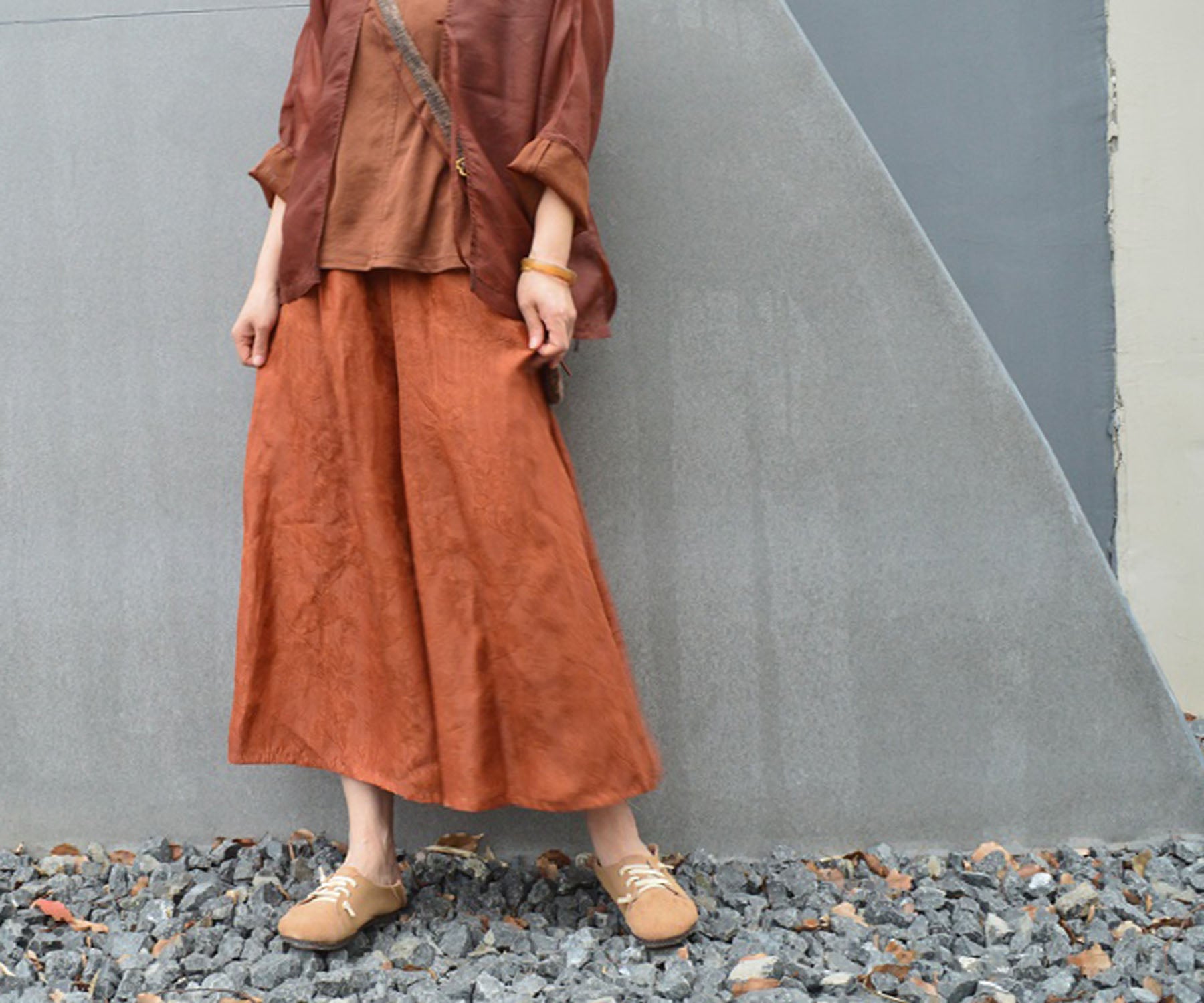edoa Reversible Plant Dyed Silk Jacquard Wide Leg Pants 