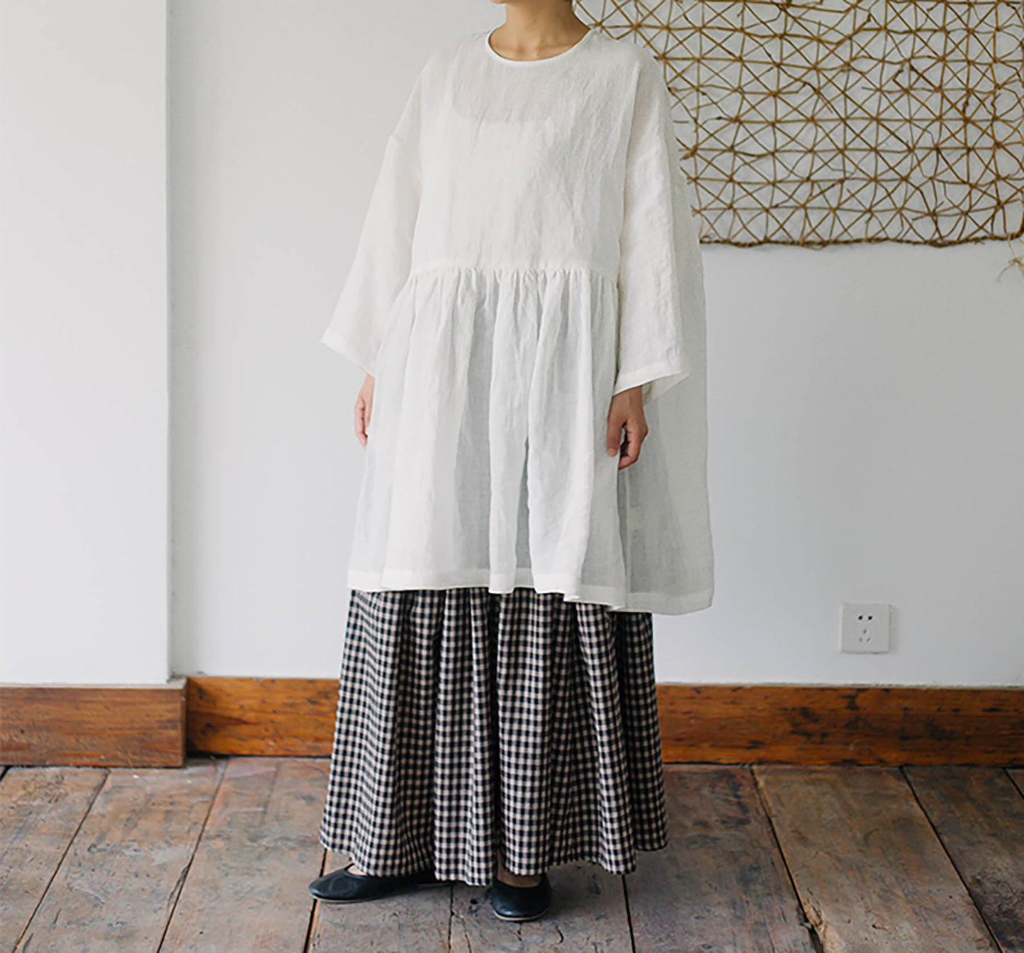 edoa Linen Peplum Blouse with Ruffled Hem