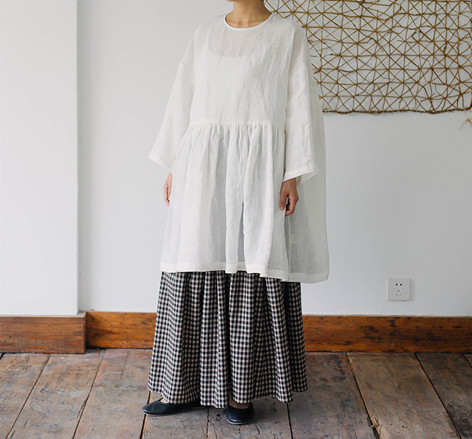 edoa Linen Peplum Blouse with Ruffled Hem