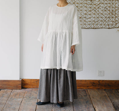 edoa Linen Peplum Blouse with Ruffled Hem