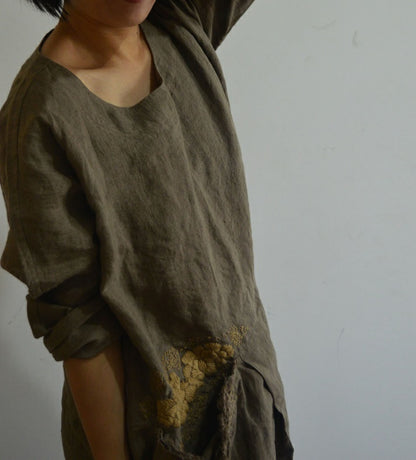 edoa Stone-washed Linen Dress 