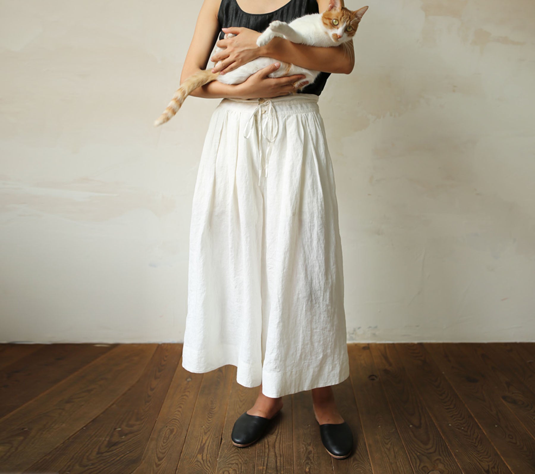 edoa Washed Linen Wide Leg Pants