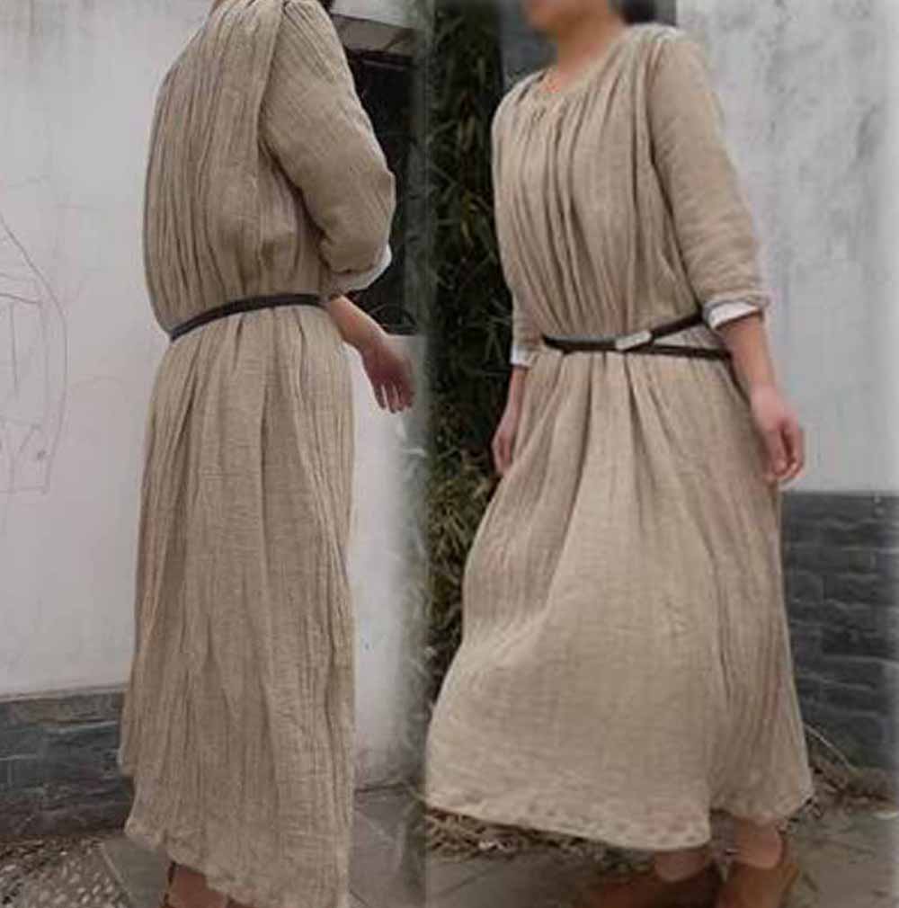 edoa Textured Linen Maxi Dress