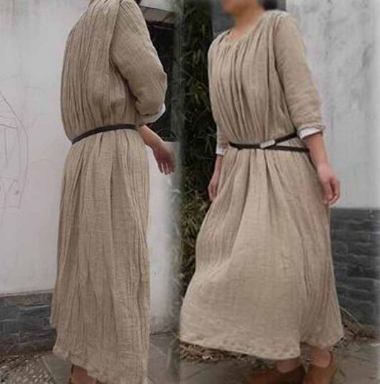 edoa Textured Linen Maxi Dress