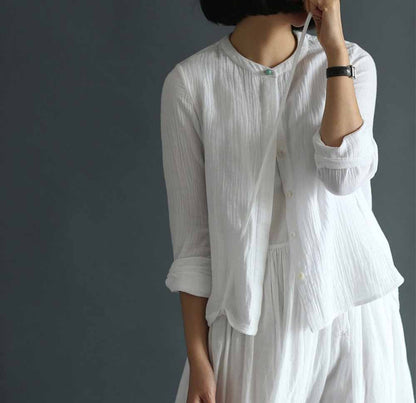 edoa Layered Cotton Buttoned Top