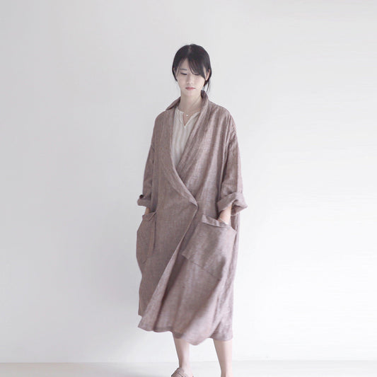 edoa oversized shawl collar linen coat