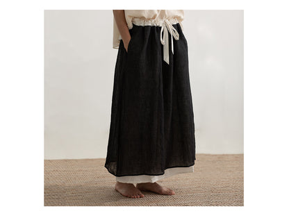 edoa Double Layers Linen Skirt