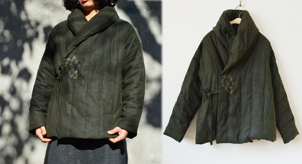 Winter Mud Tussah Silk Quilt Down Jacket ja0068 B08