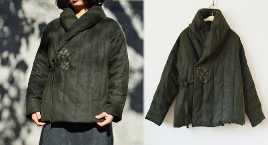 Winter Mud Tussah Silk Quilt Down Jacket ja0068 B08