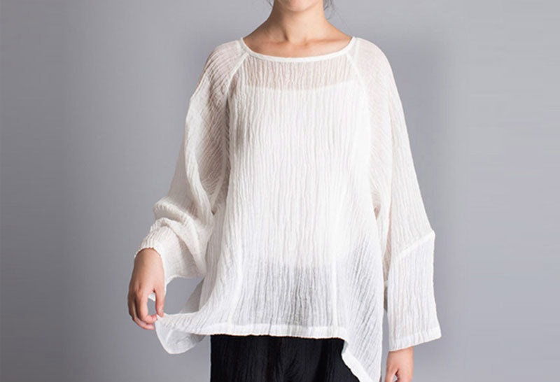 edoa Loose Fitting Crinkled Linen Shirt
