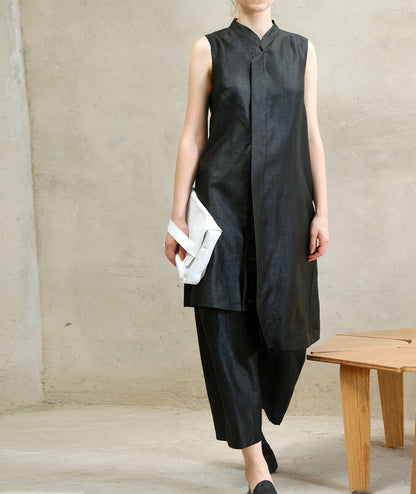 edoa Asymmetrical Mud Silk Qipao