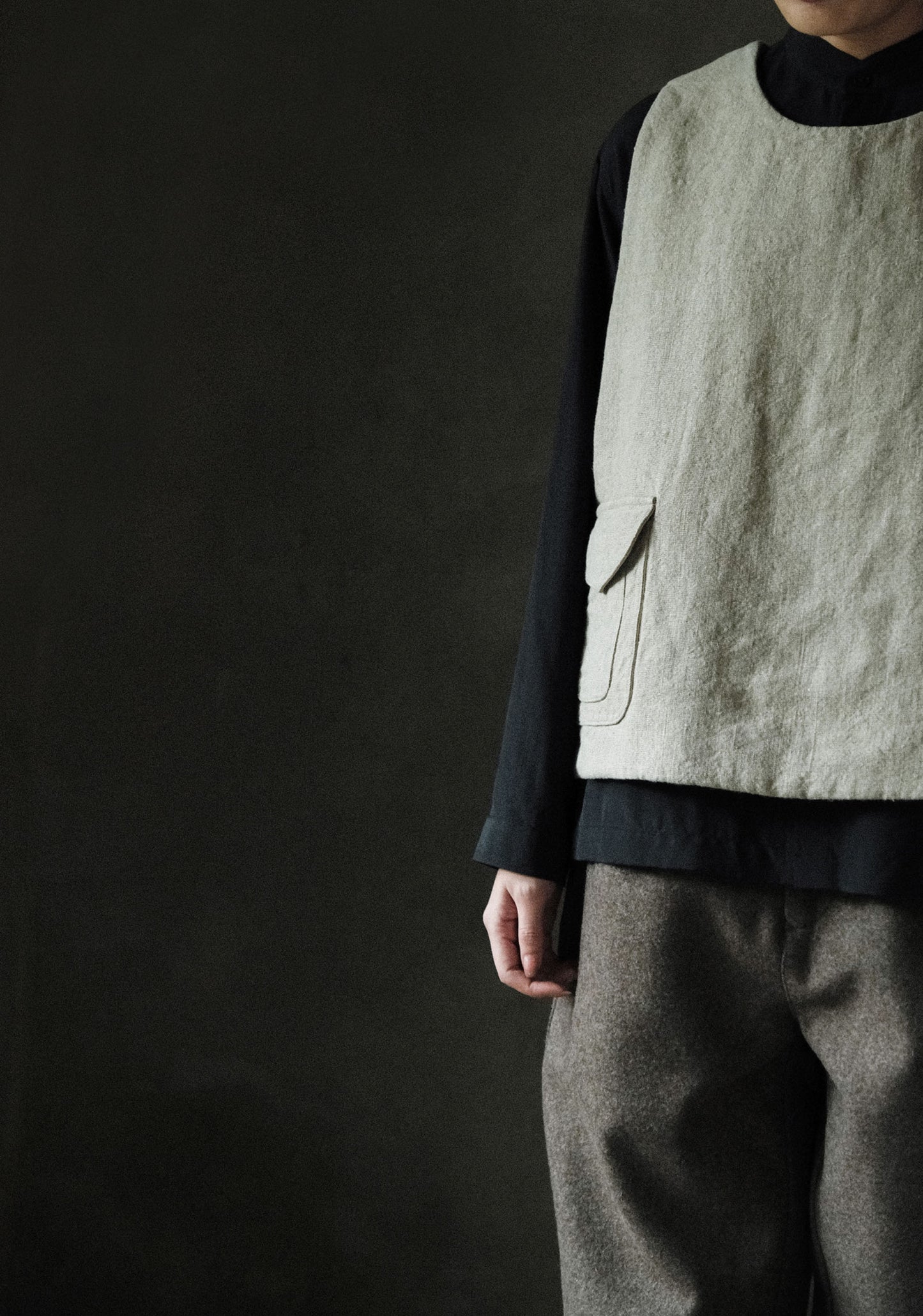 edoa Flax Linen Padded Vest