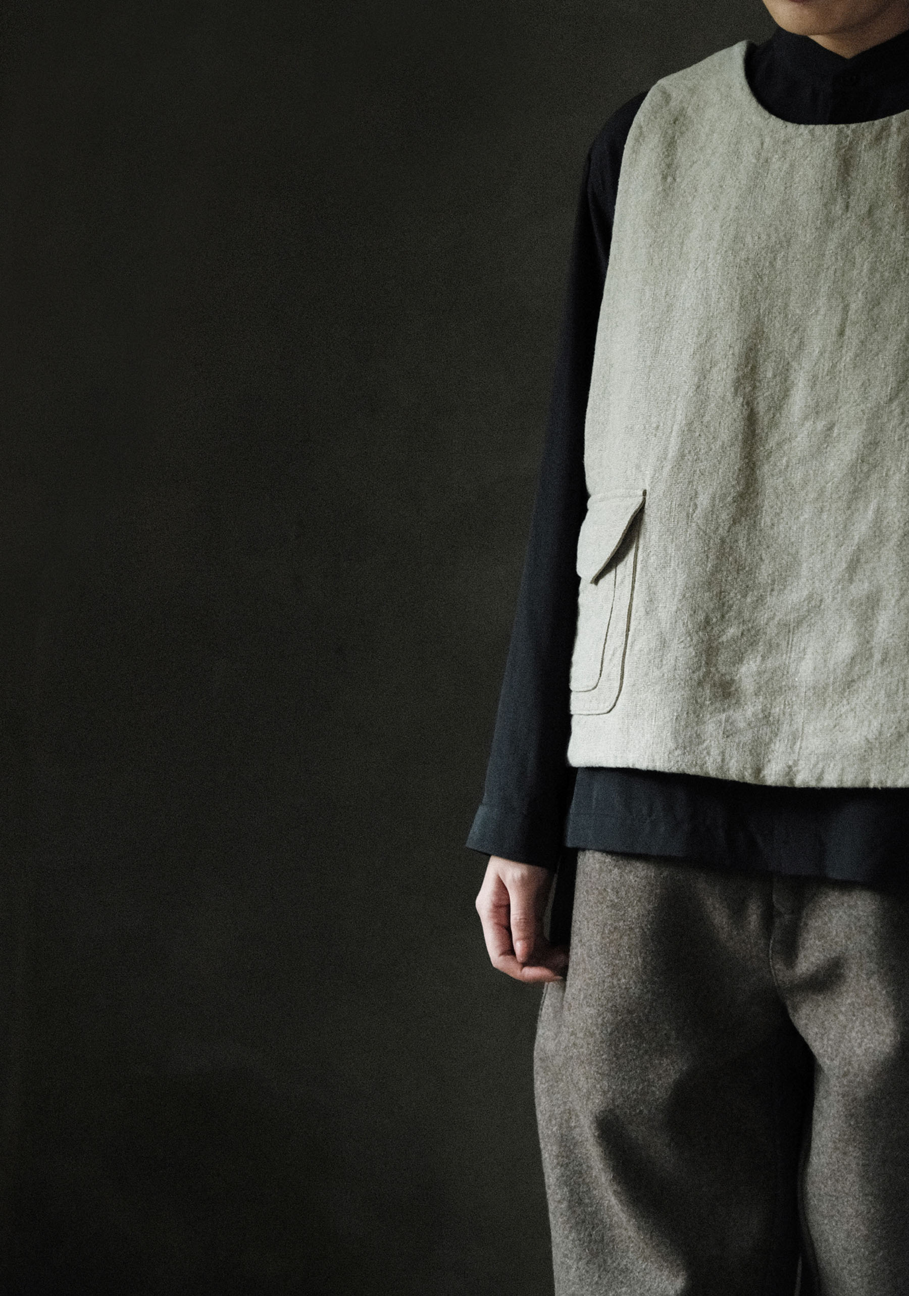 edoa Flax Linen Padded Vest