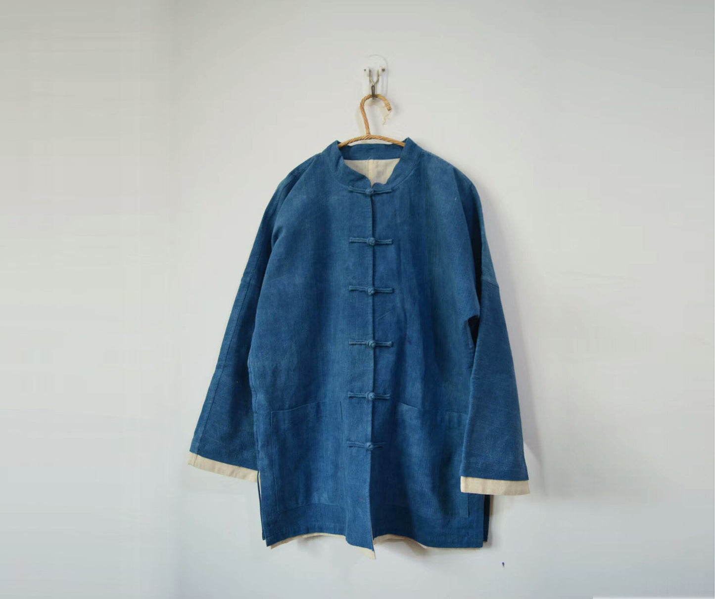 edoa Chinese Cheongsam Indigo Blue with Frog Buttons