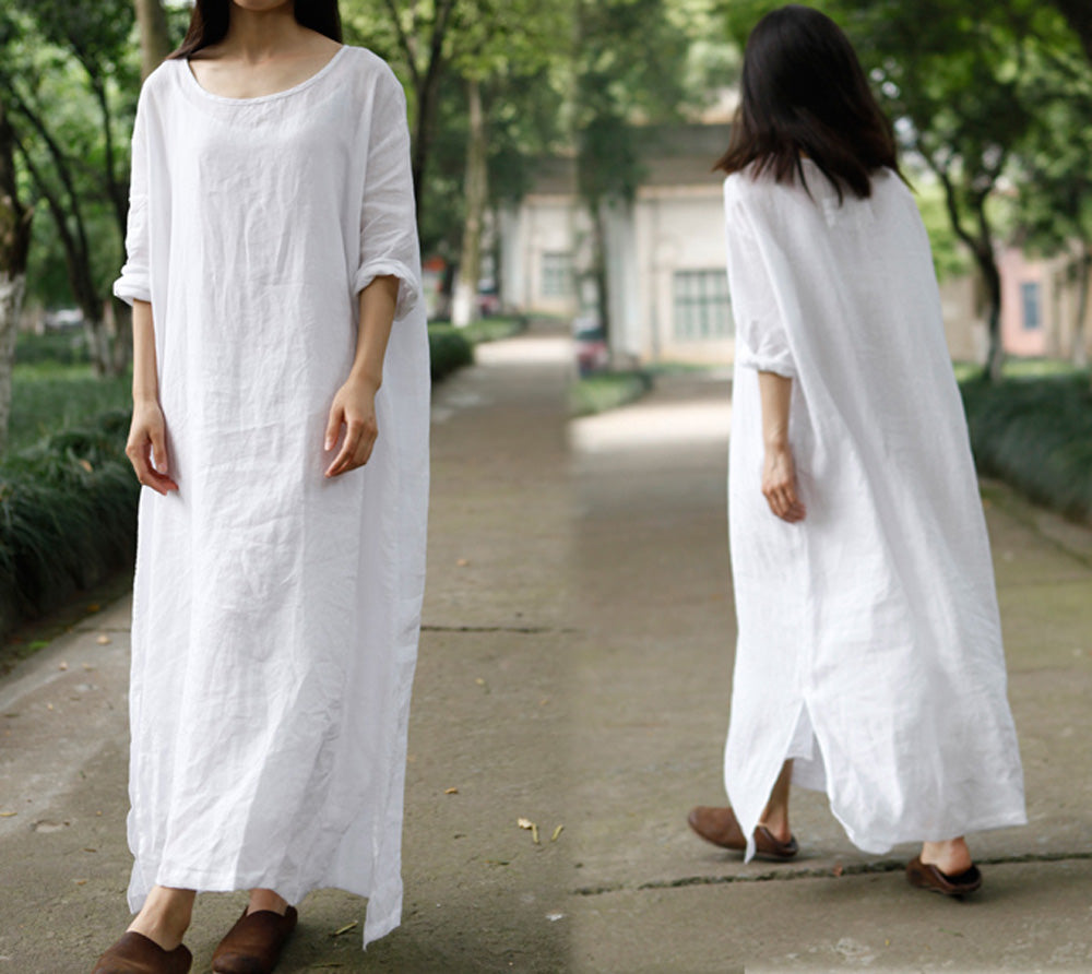 edoa Oversized High Counted Linen Dress