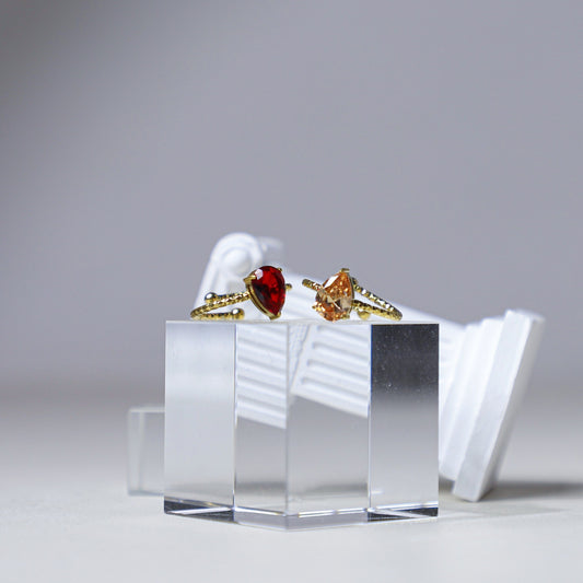 edoa Adjustable Classic Teardrop Gemstone Ring