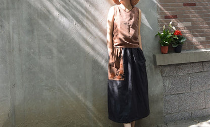 edoa Reversible Mud Silk Skirt with Hand Embroidery