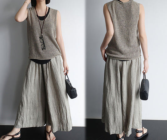 edoa Tie Dyed Linen Go to Town Culotte Pants