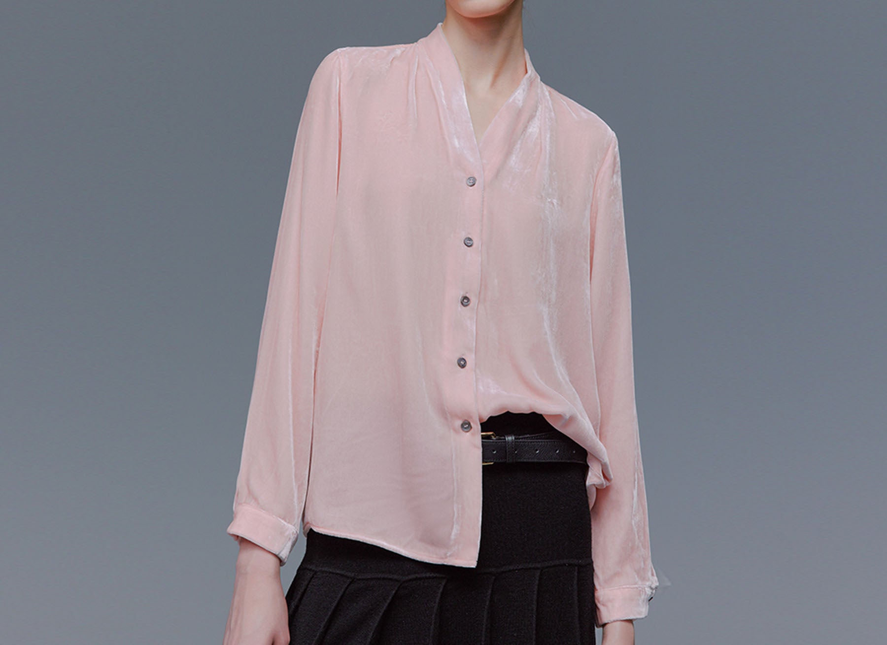 edoa Silk Velvet Spring Blouse